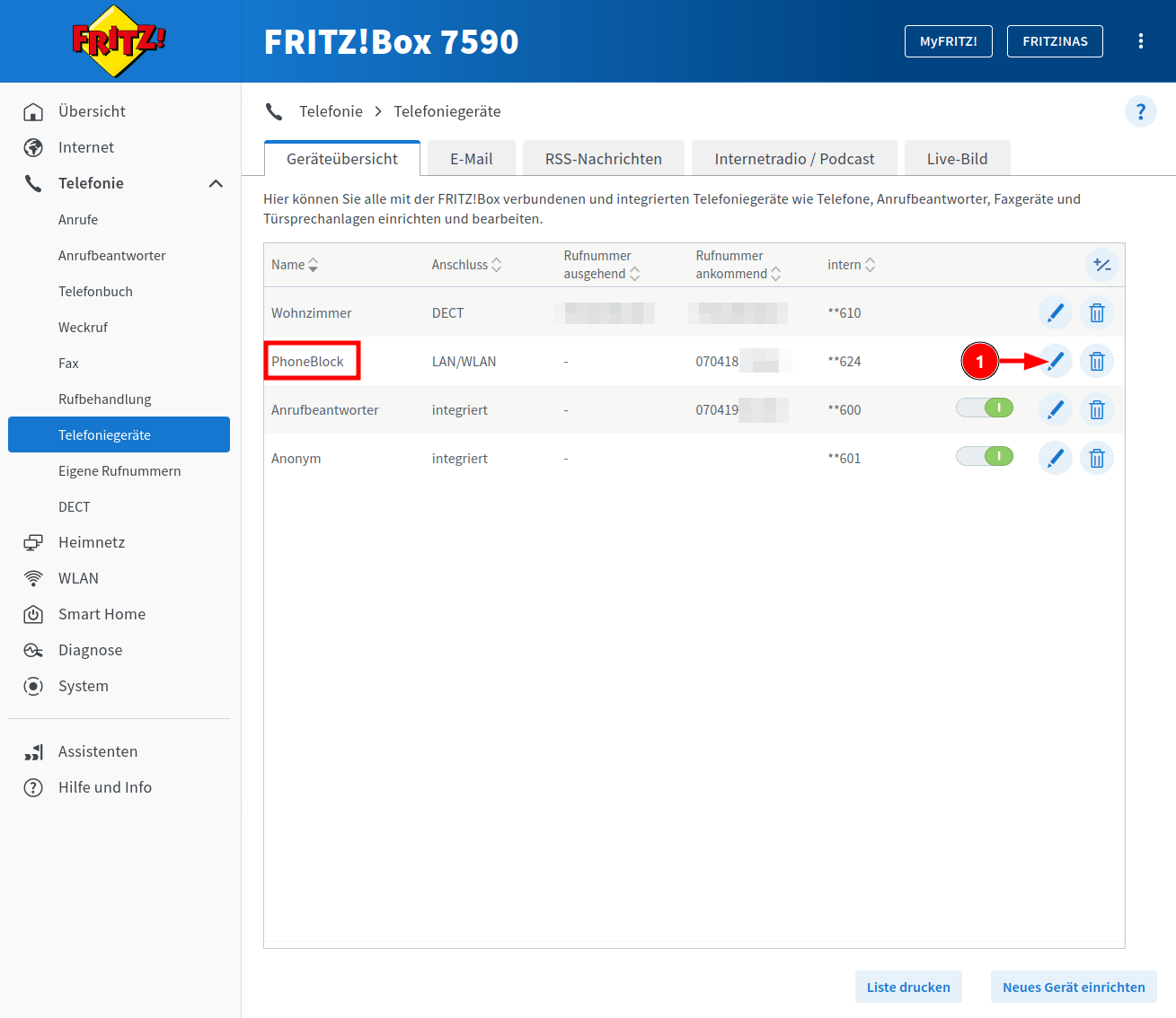 Modifica della segreteria telefonica