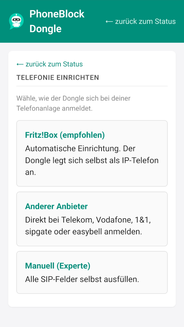 Choice of telephone provider