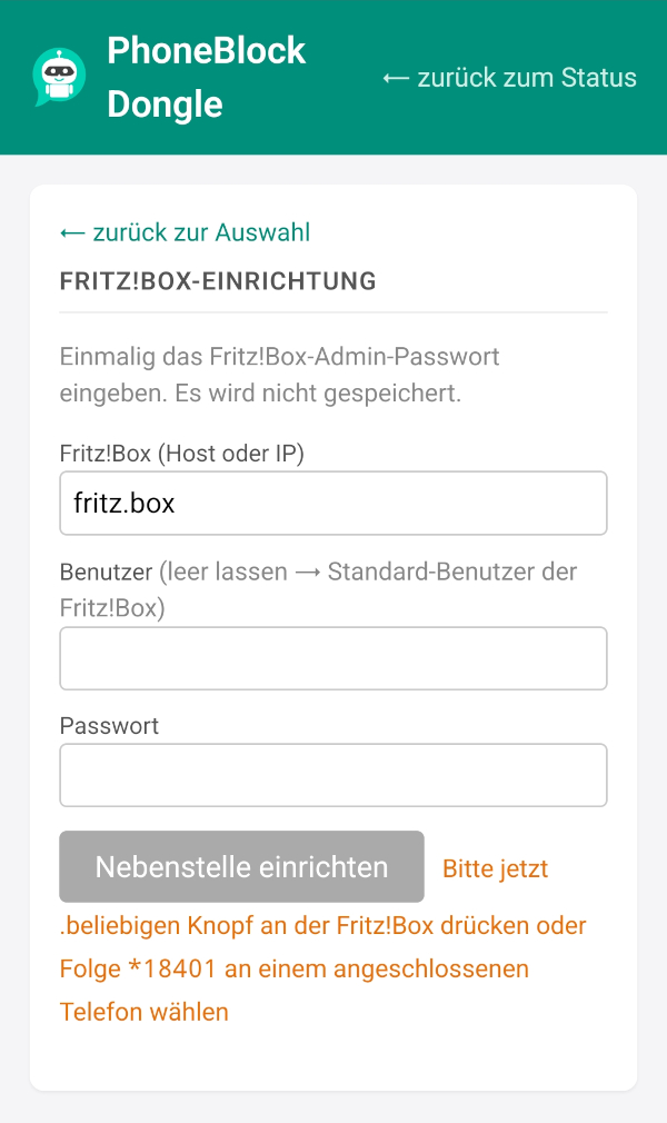 Confirmation of the setup on a mobile device